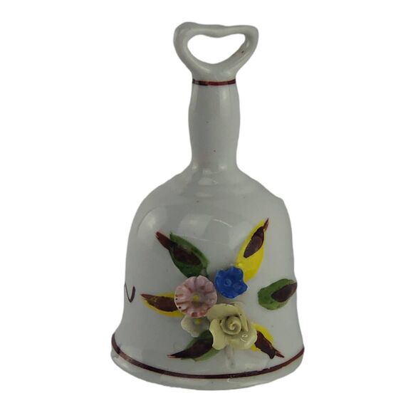 Vintage Capodimonte Porcelain Bell With Applied Floral Design - Picture 10 of 10
